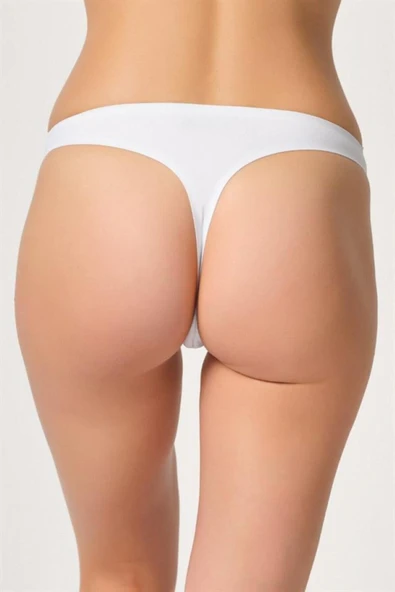 Beyaz 2802 Yapıştırma Lazer Kesim String Külot - 2