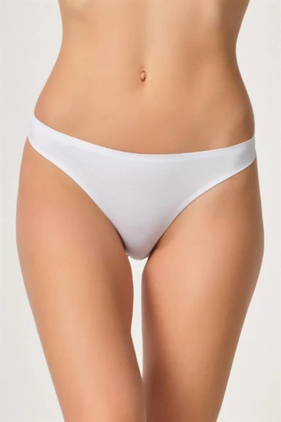 Beyaz 2802 Yapıştırma Lazer Kesim String Külot - 1