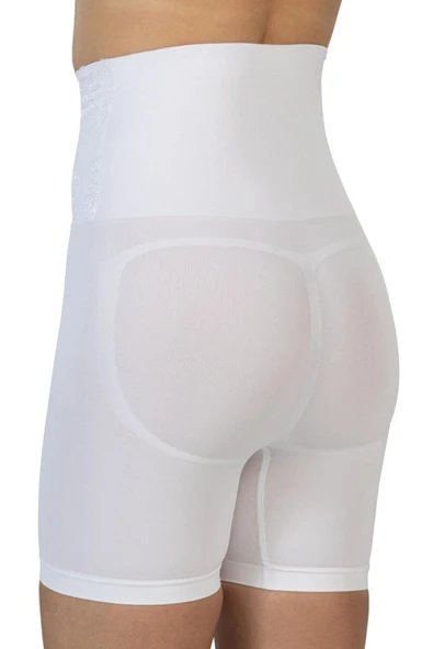 Beyaz Mı 2091 Önü Dantelli Yüksek Bel Boxer Korse - Resim 2