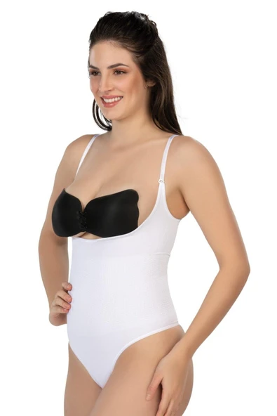 Beyaz Mı 2076 Göğüsü Açık String Body Korse