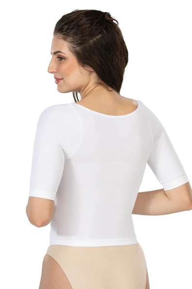 Beyaz Mı 5014 Göğsü Açık Yarım Kollu Korse - Resim 2