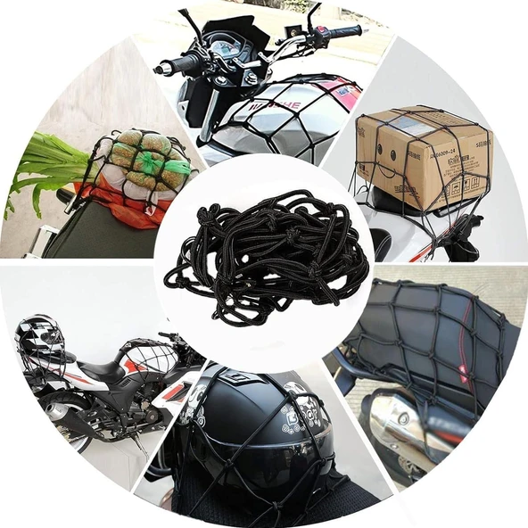 Motosiklet Kask Filesi – 6 Kanca | Yeşil | 1 Metre Esneyebilir - 3