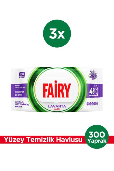 Çok Amaçlı Yüzey Temizlik Havlusu 100 Yaprak 3 Adet | Lavanta Yağlı | Beyaz Sirke Karbonat