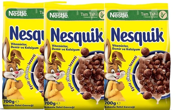 Nesquik Çikolatalı Mısır Gevreği 700 gr 3'lü avantajlı set