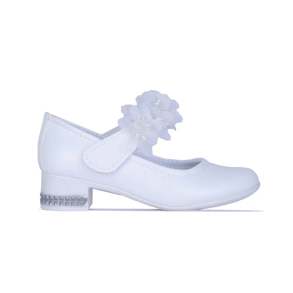 Ayakcenter 26-Herbebe Fırfırlı Beyaz 3Cm Kız Çocuk Topuklu Ayakkabı ürün görseli 1