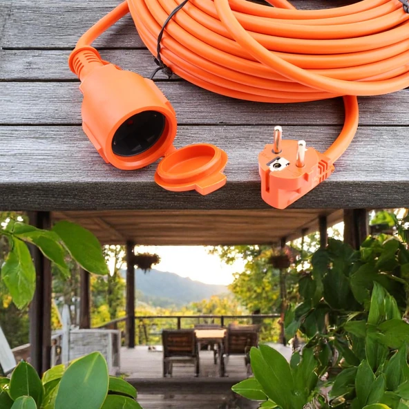 Uzatma Kablosu 10 METRE 3x2.5 mm Kapaklı Monofaze Ev Tipi Topraklı Kablolu Tekli Grup Fiş Priz - 6