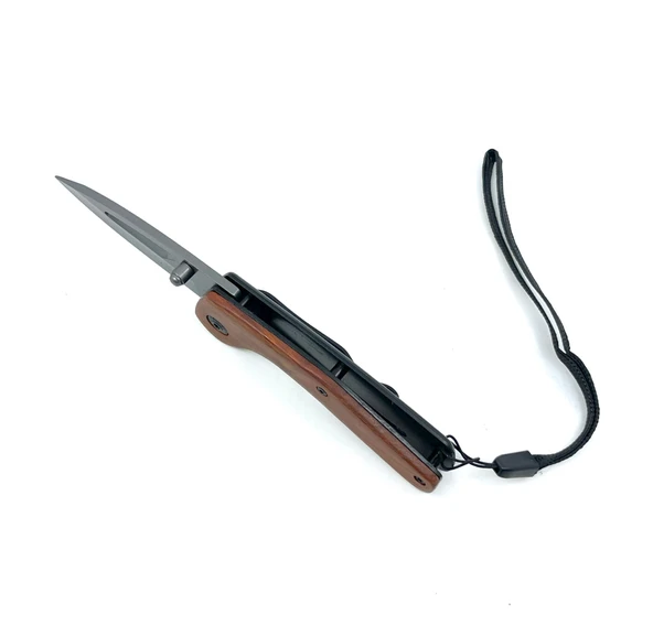 Ahşap Kabzeli Mini Cep Çakısı - Taşıma İpli - 5