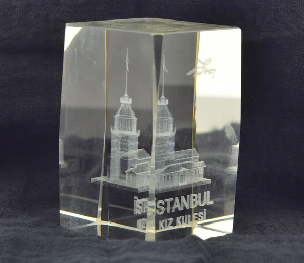 Dekoratif 3D Kristal Küp İstanbul Kız Kulesi (5cmx5cmx8cm) - 2