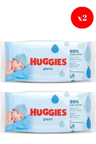 Huggies Baby islak Mendil Pure 56S X2 ADET