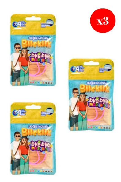 Bye Bye Mosquito(Yetişkin) Doğal Kokulu Sinek Kovucu Bileklik X3 ADET
