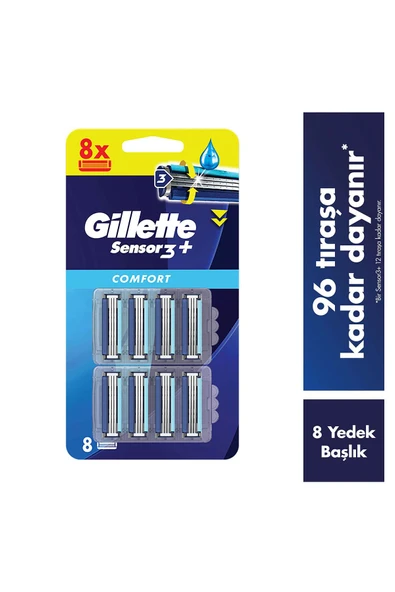 Gillette Sensor3+ Comfort 8'li Yedek Bıçak Başlığı