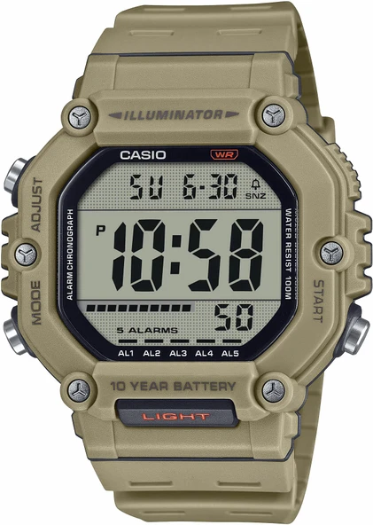 Casio AE-1600H-5AVDF Quartz Dijital Silikon Kahve 10 ATM 50 mm Erkek Kol Saati