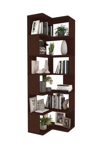 Woodesk  Pino, Ahşap, Köşe Kitaplık, 192x55 cm, Ceviz Renk - 3