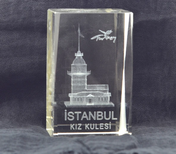 Dekoratif 3D Kristal Küp İstanbul Kız Kulesi (3.8cmx3.8cmx5.8cm) - 2