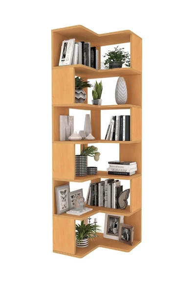 Woodesk  Bohem, Ahşap, Çalışma Masası Ve Köşe Kitaplık Takımı, Tik Renk - 4