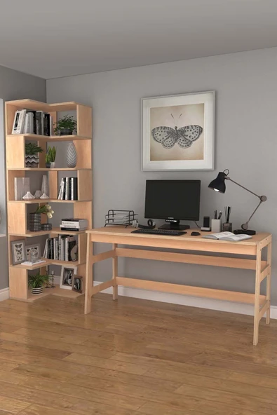 Woodesk  Pino, Ahşap, Köşe Kitaplık, 192x55 cm, Natural renk - 2