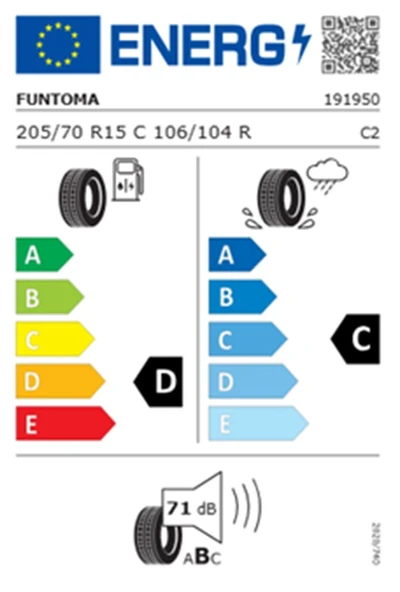 Funtoma 205/70 R15 C TL 106/104R 8PR VANFUN Kamyonet Yaz Lastiği (Üretim Tarihi:2024) - 2