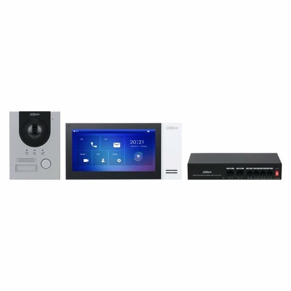 Dahua KTP01-S2(S) 7"inç Ekran 2mp IP Villa Kiti İç ve Dış Ünite Cat6 Kablo İle Çalışır