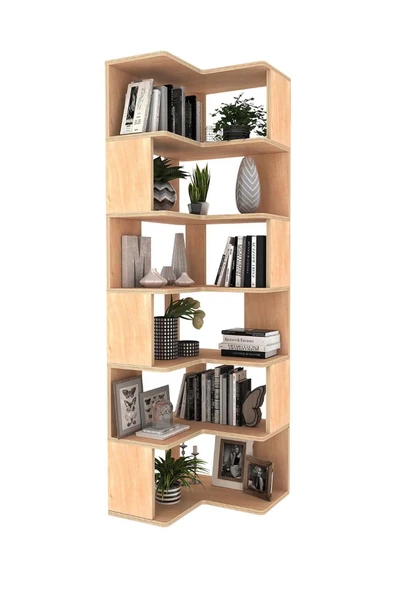 Woodesk  Bohem, Ahşap, Çalışma Masası Ve Köşe Kitaplık Takımı, Natural Renk - 4