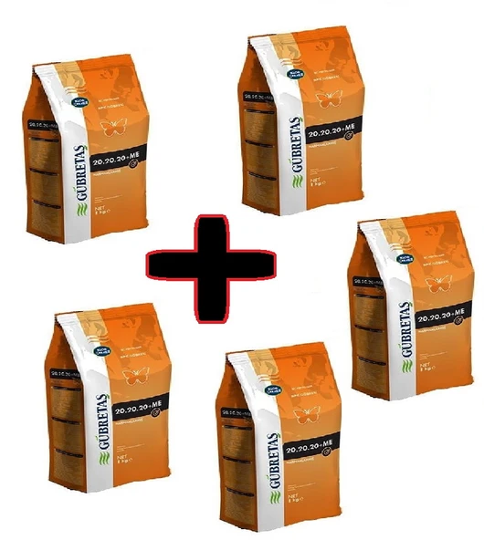 5 Adet Gübretaş 20-20-20 NPK Gübresi 1 Kg, Orijinal Paket