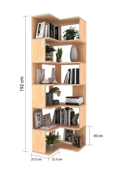 Woodesk  Bohem, Ahşap, Çalışma Masası Ve Köşe Kitaplık Takımı, Natural Renk - 6