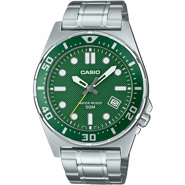 Casio MTD-135D-3AVDF Quartz Çelik Gri Yeşil Kadran 44 mm Erkek Kol Saati