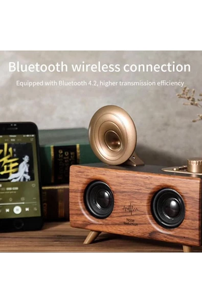 Torima B6 Nostaljik Gramafon 3d Sound Ahşap Bluetooth Hoparlör - 2