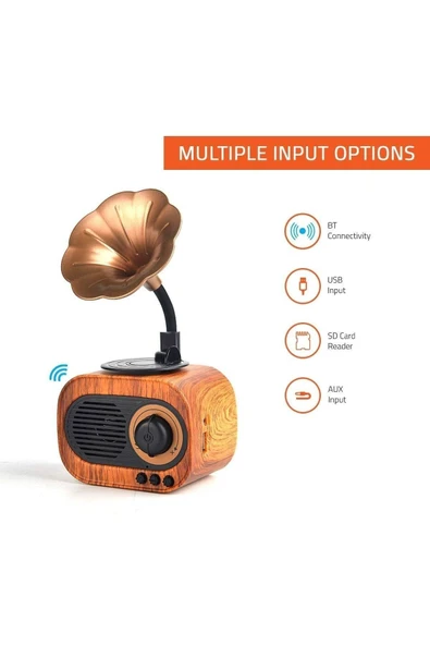 Ahanda Buldum Wireless Speaker B5 Gramafon Bluetooth Hoparlör - 4