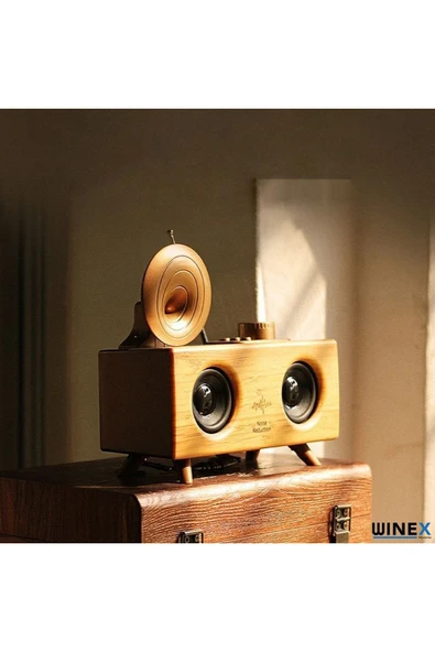 xmldünyası XD Çift Hoparlörlü Gramafon Speaker Bluetooth Hoparlör Fm Radyo+Sd Kart+UsbA+3.5mm Aux Girişli - 4