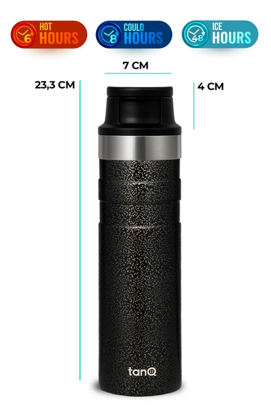 TanQ Ömür Boyu Garantili Active Plus Paslanmaz Çelik Termos Titan Black 0.60 Lt- (20 Oz) - 2