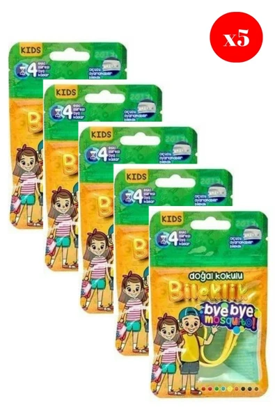 Bye Bye Mosquito(Kids) Doğal Kokulu Sinek Kovucu Bileklik X5 ADET