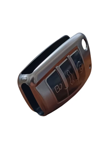 Audi A3 Q2 Anahtar Uyumlu Silikon Oto Anahtar Kumanda Kabı Kılıf Siyah - 2