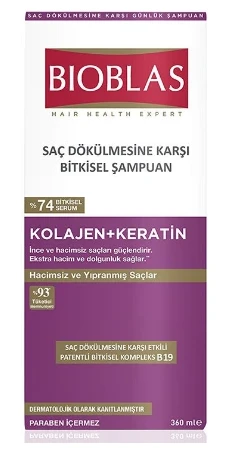 Bioblas Sarımsak Şampuanı Tüm Saç Tipleri İçin Bioblas Saç Dökülmesine Karşı Şampuan Kollajen + Keratin 360 ml 2'li set - 2