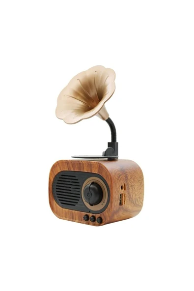 Toptan Bulurum Wireless Nostalji Gramafon Speaker Fm Radyo Sd Kart Usba 3.5mm Aux Girişli