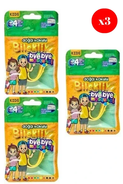 Bye Bye Mosquito(Kids) Doğal Kokulu Sinek Kovucu Bileklik X3 ADET