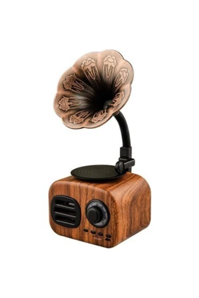 nilin Ft-05 Retro Mini Ahşap Gramafon Bluetooth Radio Hoparlör