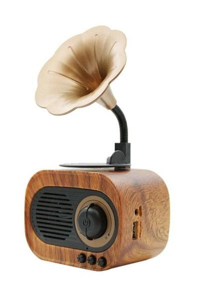 POLYGOLD B5 Nostaljik Gramafon Tasarım Yüksek Ses Kaliteli Mini Bluetooth Hoparlör