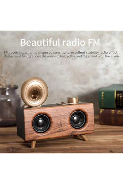 Torima B6 Nostaljik Gramafon 3d Sound Ahşap Bluetooth Hoparlör - 4