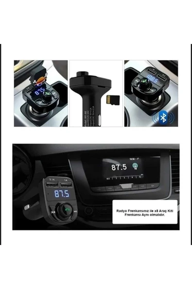 SUNSAY Car X8 Araç Fm Transmitter 5.0 Bluetooth Araç Kiti Usb Mp3 Sd Kart Girişli 2023 Model Uyumlu - 4