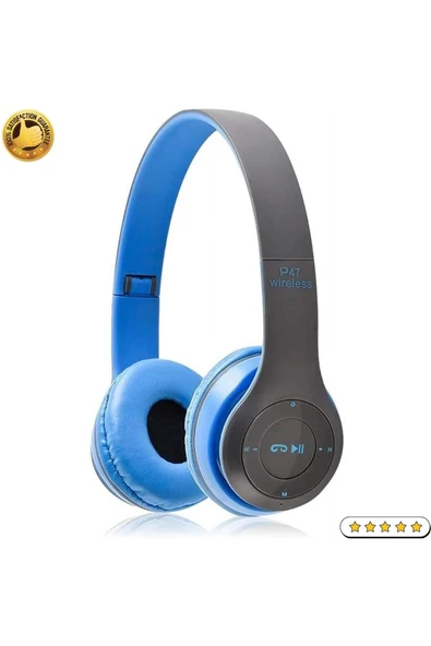 G-Technology Mavi P47 Kablosuz Bluetooth Kulaklık - Katlanabilir, MicroSD Destekli, Uzun Pil Ömrü ve AUX Girişi