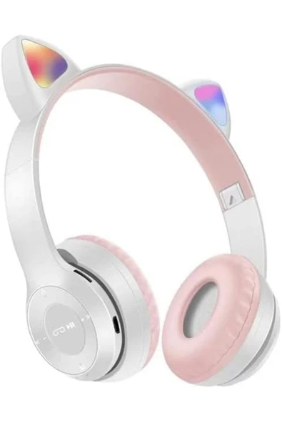 Cetking shpwvc Işıklı Renk Değiştiren Cat Kedi Kulaklık gri-pembe Gamer Oyuncu Kulaklığı P47m Kulak ürün görseli 1