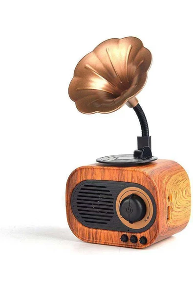 Avagir Ahşap Tasarımlı Bluetooth Hoparlör Şık B5 Nostaljik Mini Gramafon Radyo Usb Radyo Yüksek Ses Kalite