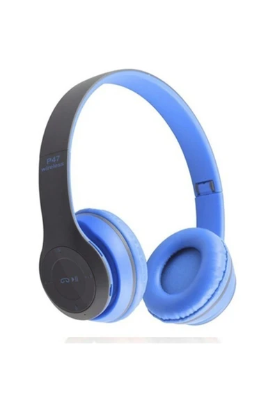 SAĞLAM İLETİŞİM & AKSESUAR P47 Mavi Kulak Üstü Bluetooth Kulaklık