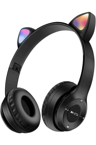 STOREMAX bydx Işıklı Renk Değiştiren Cat Kedi Kulaklık siyah gamer Kulaklığı P47m Kulaklık çocuk Y