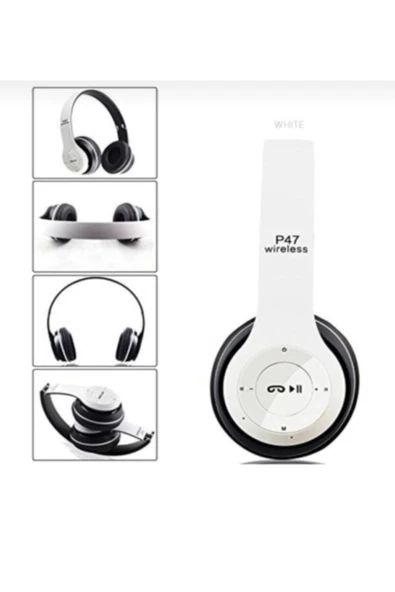Rich Mark Products Beyaz P47 Kulak Üstü Bluetooth Kulaklık 5.0