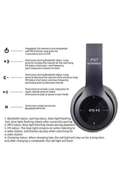 Choice P47 Bluetooth Headset Over-the-head Foldable Subwoofer Gift Wireless Sports Headphones For iphone... - 6
