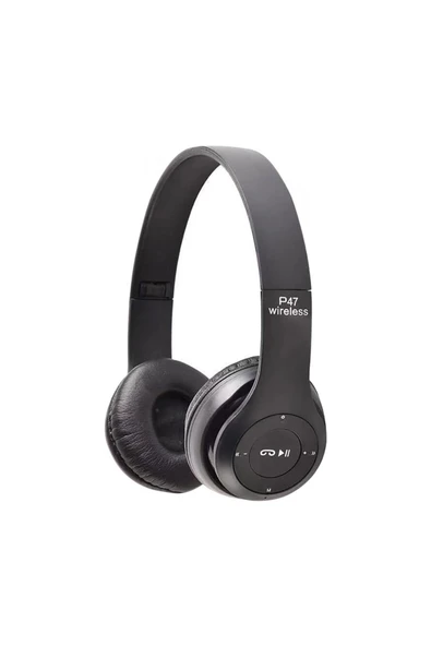 Fomscvka Stereo P47 Kablosuz Kulaklık Bluetooth 5.0 Kulaklık Katlanabilir Bas Kask Desteği SD Kart İçin...