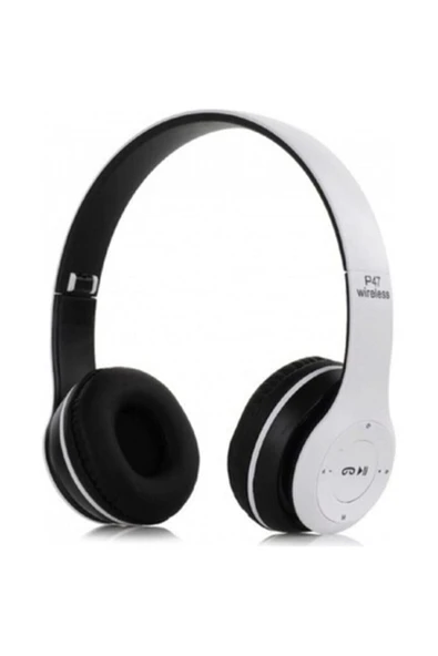 TEKNOFARK P47 Bluetooth Kablosuz Kulak Üstü Kulaklık Radyolu Aux Girişli Beyaz - Resim 2