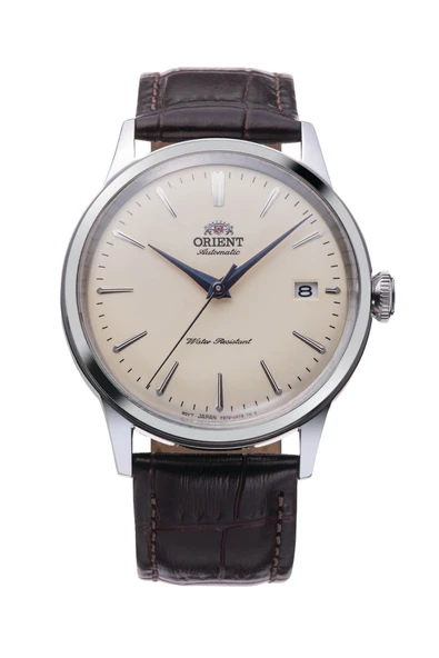 Orient Kurmalı Otomatik Deri Kahverengi Kristal Cam 38 mm Erkek Kol Saati