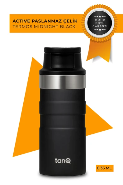 TanQ Ömür Boyu Garantili Active Paslanmaz Çelik Termos Midnight Black 0.35 Lt- (12 Oz)